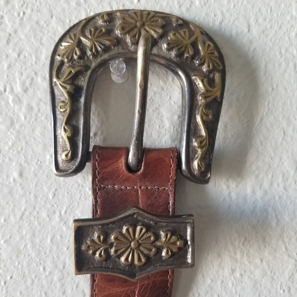 Retro vintage genuine brown leather belt - Picture 4 of 8